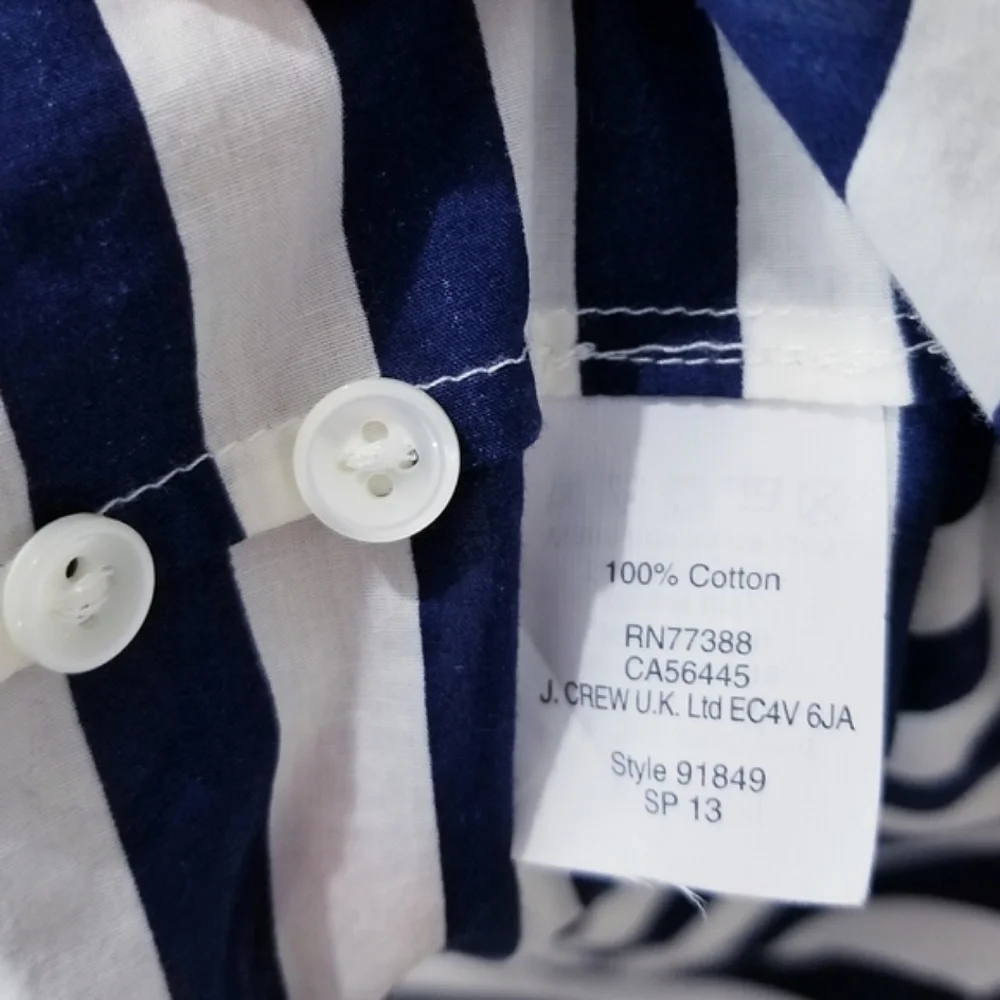 J.Crew Ivory and Navy Stripe Long Sleeve Buttondown Boy Shirt Sz 4